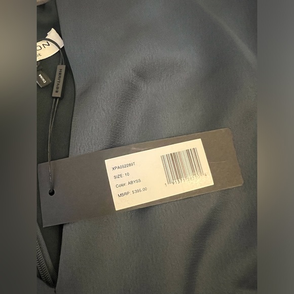 NWT $395 Halston Heritage Flowy-Sleeve Satin Cocktail Dark Green Dress Sz10 - Picture 5 of 8